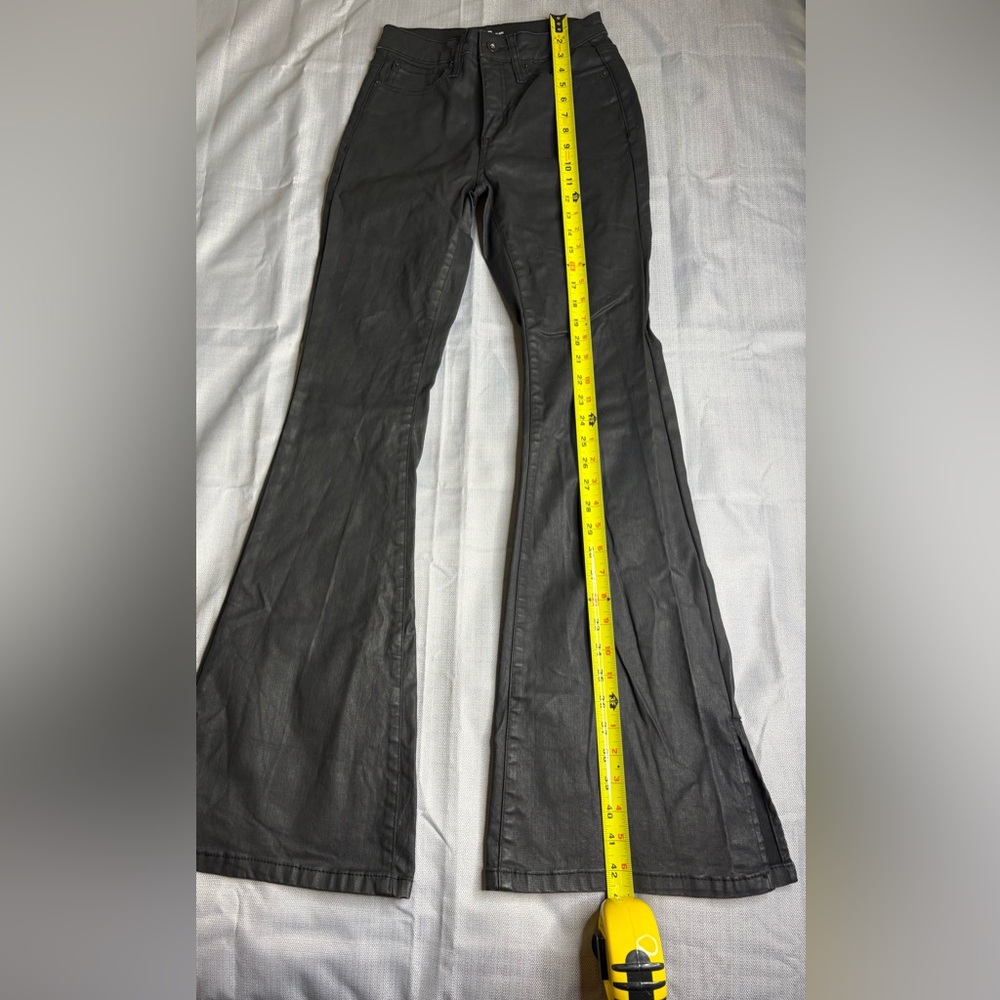 INC International Concepts Black Faux Leather Flare Jeans